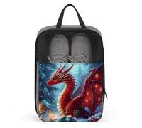 Beautiful Red Christmas Dragon Fantasy Shoe Bag for Travel Daily Use Anti-dust Storage Carrier Golf Shoe Pouch