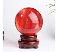 Beautiful Red Clear Smelt Quartz Crystal Ball with Stand for, Divination Sphere, Home Decoration, Fengshui,red Crystal ball-18cm