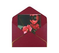 Beautiful Red Flowers Elegant Greeting Card - Premium Pearlescent Paper Folding Card With Gold Trim, Ideal For Holiday Greetings, Birthdays, Weddings, And Valentine'S Day