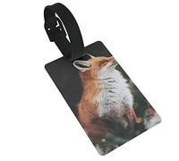 Beautiful Red Fox Portrait in The Wild 2 Pcs Luggage Tags, Privacy Cover ID Label Loop and Address Card for Travel Bag Suitcase