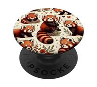 Beautiful Red Pandas Pattern Aesthetic Red Panda PopSockets Adhesive PopGrip