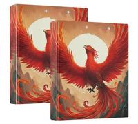 Beautiful Red Phoenix 3 Ring Binders 1.5 Inch Clear View Three Ring Binders Versatile Binder Fits 200 Sheets 2 Pack