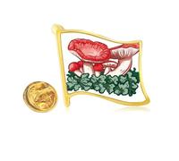 Beautiful Red Poisonous Mushroom Illustration Golden Metal Flag Lapel Pin Badge