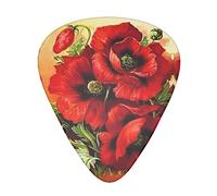 Beautiful Red Poppy Flower Advanced guitar pick 12 pieces Three thicknesses for bass, electric guitar, acoustic guitar bag