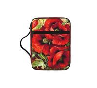 Beautiful Red Poppy Flower Bible Storage Bag Carrying Book Case Church Bag Bible Protective with Handle