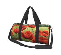 Beautiful Red Poppy Flower Duffle Bag With Shoes Compartment And Adjustable Strap,Foldable Travel Duffel Bags For Men Women,Waterproof Duffel Bags, Black, One Size