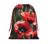 Beautiful Red Poppy Flower Print Gift Stylish Bags Holiday Parties Wedding Favors Candy Wrapping Storage Reusable