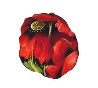 Beautiful Red Poppy Flower Print Shower Cap â€“ Reusable Hair Cap with Double Layer Protection, Breathable & Durable Bath Hat for Travel