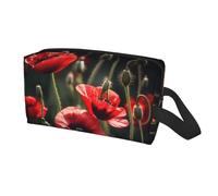 Beautiful Red Poppy Flower Print Travel Storage Bag for Men Women,Large Capacity Organizer Portable Toiletry Bag