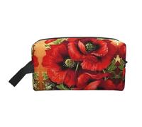 Beautiful Red Poppy Flower Print Travel Toiletry Bags Hanging Makeup Bag Large Capacity Versatile Organizer for Women Men