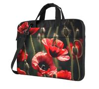 Beautiful Red Poppy Flower Print Ultra-Thin Portable Laptop Bag Briefcase Working Business Casual Shoulder Bags