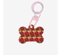 Beautiful Red Poppy Flower Printing 1 Pc Dog Bone Shape Id Tags Double Sided with Key Ring Craft for Pets