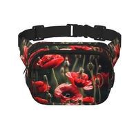 Beautiful Red Poppy Flower Zipper Fanny Pack, Crossbody Bags with Adjustable Strap for Jogging, Cycling