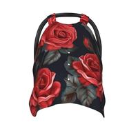 Beautiful Red Rose Flowers Baby Car Seat Canopy Cover, Multi Use Breathable Nursing Breastfeeding Covers for Mom Soft Stroller Sun Shade Newborn Shower Gift