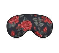 Beautiful Red Rose Flowers Blackout Sleep Eye Mask, Ventilated Fabric, Adjustable Wearing Style, Zero Pressure Sleeping Mask Soft Skin Friendly Eyeshade for Women Men