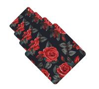 Beautiful Red Rose Flowers Car Air Fresheners Cards Set of 4 Pieces Personalized Car Fresheners Gifts for Men Women Auto Aromatherapy Tablets Hanging Scented Cards for Wardrobe Bathroom