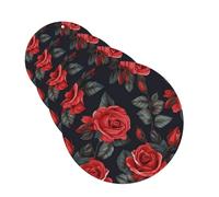 Beautiful Red Rose Flowers Car Air Fresheners Cards Set of 4 Pieces Personalized Car Fresheners Gifts for Men Women Auto Aromatherapy Tablets Hanging Scented Cards for Wardrobe Bathroom