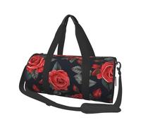 Beautiful Red Rose Flowers Duffle Bag for Women Men Personal Item Travel Bags Canvas Weekender Overnight Bag Lightweight Sports Tote Gym Bags Carry On Luggage Bag, Black, One Size
