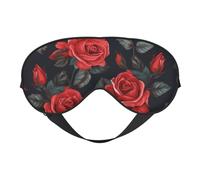 Beautiful Red Rose Flowers Sleep Mask for Women & Men - Double-Sided Eye Mask with Adjustable Strap, Soft Silky Feel, Light-Blocking & Breathable for Travel, Nap, Shift Work, Yoga