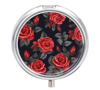 Beautiful Red Rose Flowers Small Pill Box 3 Grids Travel Pill Case Portable Daily Pill Organizer with Anti-Mixing Design Easy to Retrieve Meds for Medication, Vitamin, Supplements