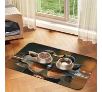 Beautiful Reflection, Animal Couple Portrait Pet Feeding Mat Dog Cat Eating Food Absorbent Leather Tablecloth for and Water Bowl Waterproof No Stains Quick Dry Non-Slip 23.62 * 15.75IN