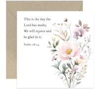Beautiful Religious Greeting Cards - Thinking of You - Thoughts and Prayers - This Is The Day The Lord Made - Floral Design - Simple Elegant Design - Faith | Bible Verse Card