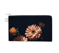 Beautiful Retro Flowers Coin Purse Canvas Wallet Cute Change Purse Small Storage Bag with Zipper
