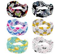 Beautiful Retro Wide Headband, 6 Packs Headbands for Women, Non Slip Turban Head Wraps, Elastic Sweat Yoga Workout Hairband Soft Hairwrap Bandana