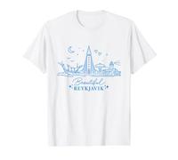 Beautiful Reykjavik Iceland. City Landmarks Value Graphic T-Shirt, Men, White, XL