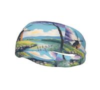 beautiful river windmill Sports Sweatband Headband Absorb Sweat Elasticity Fashion Breathable Lightweight Foldable