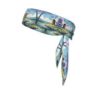 beautiful river windmill Sweatband Headband Absorbent Elastic Not Tight for Everyday Outdoor Sports Wear