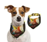 Beautiful Rooster Hen Dog Bandanas,Summer Bandanas for Dogs Washable Adjustable Dog Triangle Scarf Bibs Cute Pet Bibs for Medium Large Dogs Puppy and Cats Medium