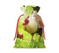 Beautiful Rooster Hen Print Drawstring Bags Burlap Gifts Bag With Drawstring Gift Bags For Wedding/Party/Festival/Storage