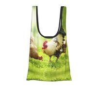 Beautiful Rooster Hen Print Reusable, Foldable,Washable Grocery Bags Foldable in A Pouch Eco Tote Shopping Bag,Daily Shopping Loading