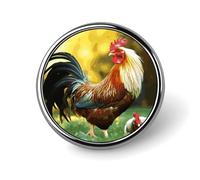 Beautiful Rooster Hen Round Brooch Pin Aluminum Alloy Lapel Badge with Art Design Decorative Pin for Jackets Backpacks Fashion Accessory for Daily Wear And Party Decoration