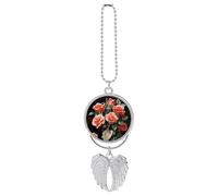 Beautiful Rose Gift Car Pendant, Rear View Mirror Hanging Ornament, Auto Decor for Rearview Mirror, Keychain Silver-Style