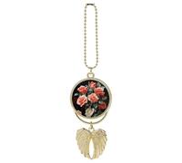 Beautiful Rose Gift Car Pendant, Rear View Mirror Hanging Ornament, Auto Decor for Rearview Mirror, Keychain Golden-Style