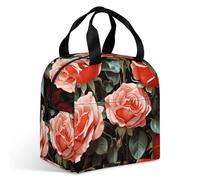 Beautiful Rose Gift Lunch Bag for Adult, Leakproof Insulated Lunch Tote Bag with Zipper & Multiple Pockets, Large Capacity Lunchbox for Office Work Picnic
