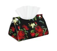 Beautiful Rose Gift Print Tissue Oblong Box Cover Waterproof Organizer For Daily Home Room Office Decor