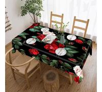 Beautiful Rose Gift Table Cover Exquisite Printed Wrinkle Resistant Tablecloth Soft Rectangle Table Cloth Wipeable Washable Modern Decorative Table Cover for Dining Party Camping