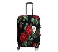 Beautiful Rose Gift Travel Luggage Cover Stretchable Airplane Suitcase Protector Sleeve Universal Washable Fit for 19-32 Inch Checked Baggage,Water Resistant Durable Luggage Protector X-Large, white