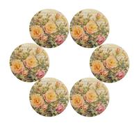 Beautiful Rose Vintage Round Placemats Set of 6, 15 Inch Table Mats for Kitchen Dining Party Decoration