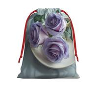 Beautiful Roses Drawstring Gift Bag â€“ Premium Polyester Holiday & Party Favor Bag With Full-Print Design, Perfect For Christmas, Halloween, And Promotions