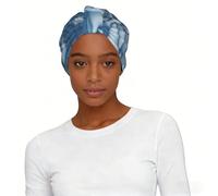 Beautiful roses on blue background Elastic Headscarf Hat Soft Light Comfort Breathable for Women Daily Wear and Sleep Cap
