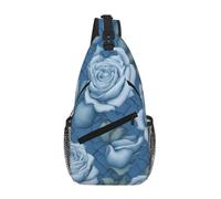 Beautiful Roses On Blue Background Large Capacity Chest Bag Comfortable And Decompressive Suitable For Travel Work And Outdoor