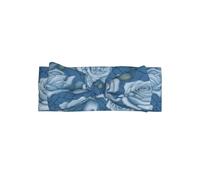 Beautiful roses on blue background Printed Baby Headband, Soft and Breathable Bow Hair Accessory - Suitable for newborns 0-6 months old