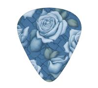Beautiful roses on blue background Printed pick set - 12 pieces, thin, medium and thick guitar picks, suitable for guitar, bass, electric guitar and ukulele