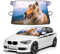 Beautiful Rough Collie, Car Windshield Cover, Protective Windscreen Cover - Snow Ice Sun UV Dust Water Resistant - Fit for Most Cars