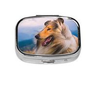 Beautiful Rough Collie,Meta Pill Box 2 Compartment Medicine Case,Portable Organizer,Rectangle Meta Portable Organizer Pill Box 972 Compartment Medicine Case