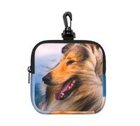 Beautiful Rough Collie, Square Zipper Storage Bag, Neoprene Coin Purse, Small Wallets, Change Pouch, Change Purse